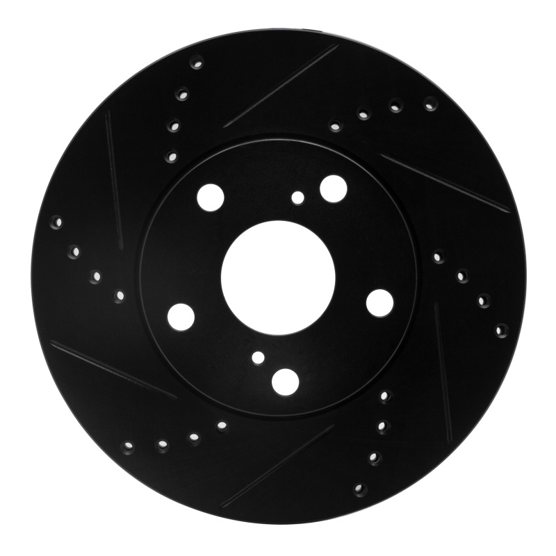 Lexus ES300 Brake Rotor (1) - Front Left - R1 Concepts - Drilled & Slotted - Black - `92-`06